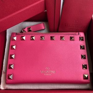 Valentino Garavani Rockstud Zip Coin & Card Purse